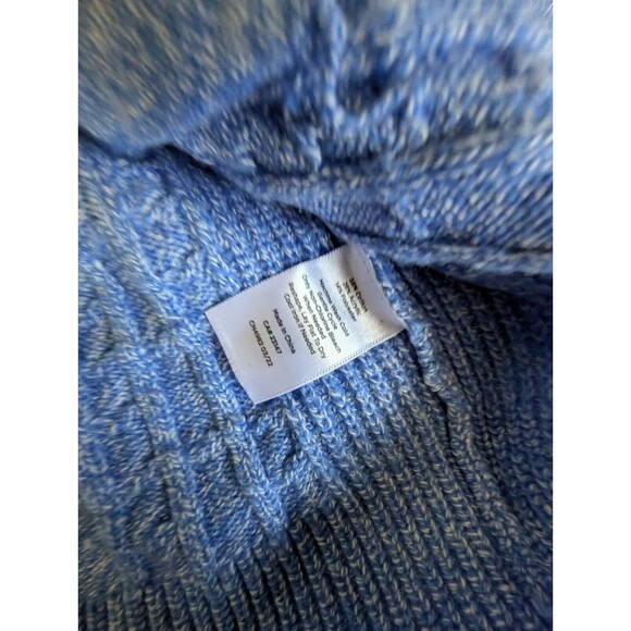 Talbots Iris Blue Cable Knit Tipped Girlfriend Cardigan Sweater L 4 Button - Picture 4 of 7